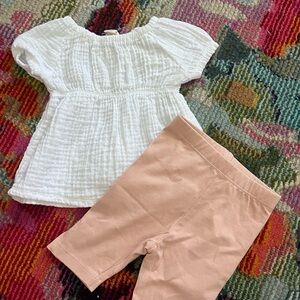 Burt’s Bees White Top and Peach Shorts Set